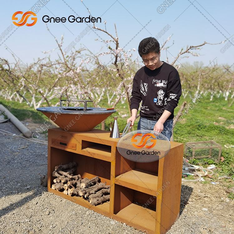 Corten Steel Kereskedelmi BBQ Grill Barbecue Grill