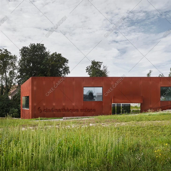 Corten acél perforált lézerrel vágott fém homlokzati függönyfal