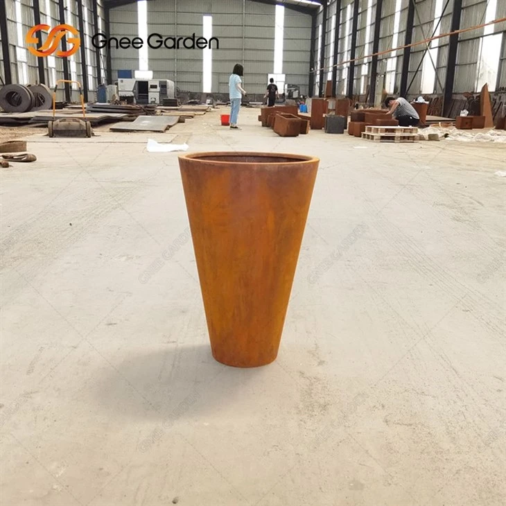 Custom Outdoor Garden Supplies Weathering Corten Steel Planter Flower Pot