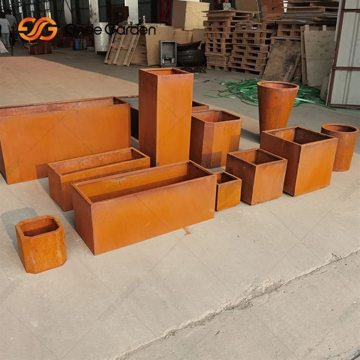 Customization Garden Flower Pots Corten Steel Planter Corten Planter Modern Corten Steel Planter Boxes