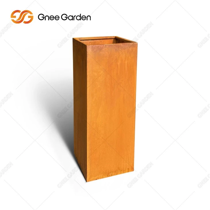 Testreszabás Kerti virágcserepek Corten acél ültetőgép Corten ültetőgép Modern Corten acél ültetődobozok