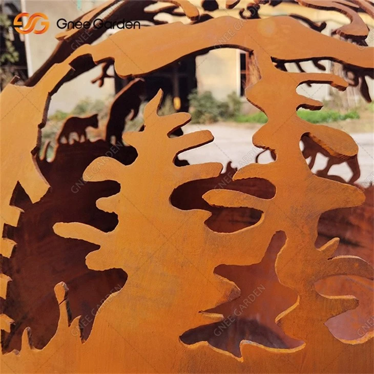 High Quantity Corten Steel Fireball Garden