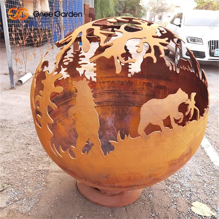 High Quantity Corten Steel Fireball Garden