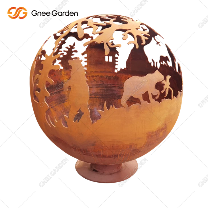 High Quantity Corten Steel Fireball Garden