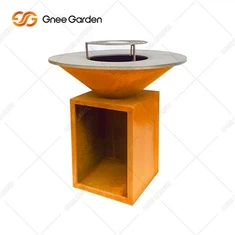 Corten Steel BBQ Grill lapos tetővel