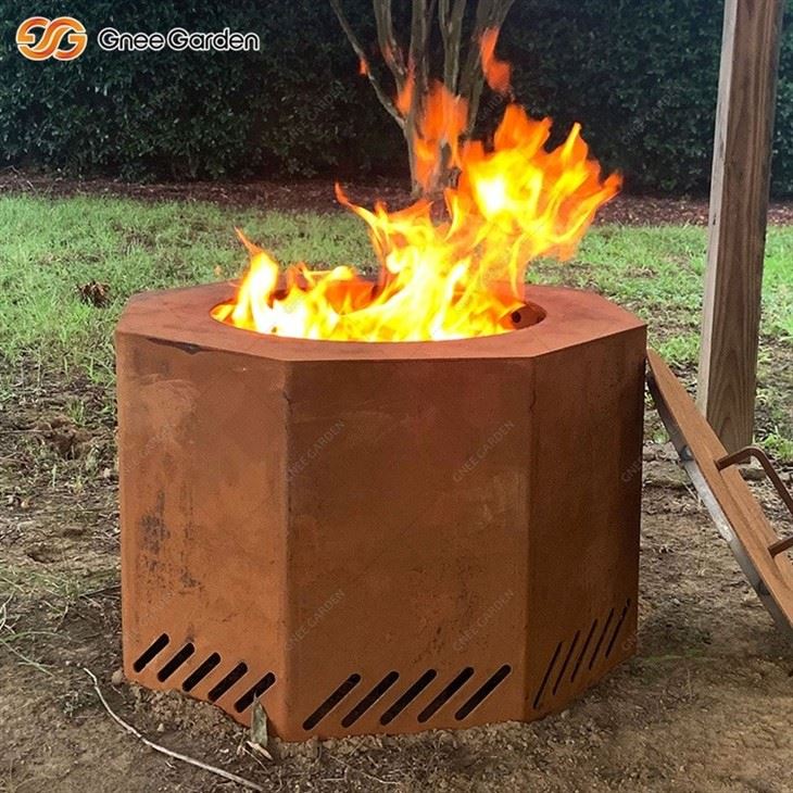 Octagon Corten Steel Backyard Fire Pit